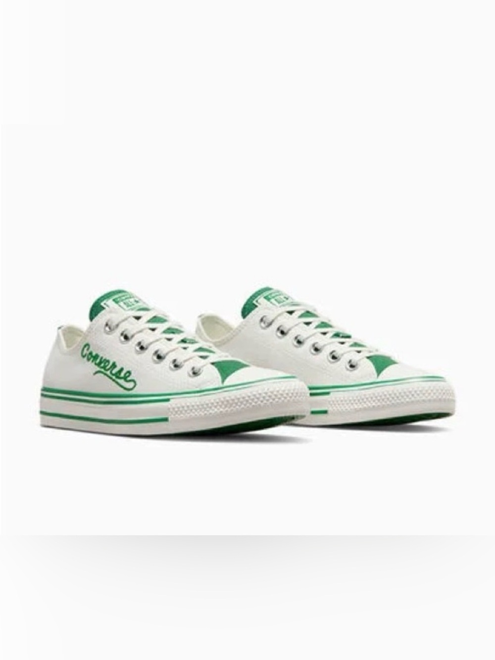 Converse Chuck Taylor All Star Retro Varsity Women in White and Kelly Green 8